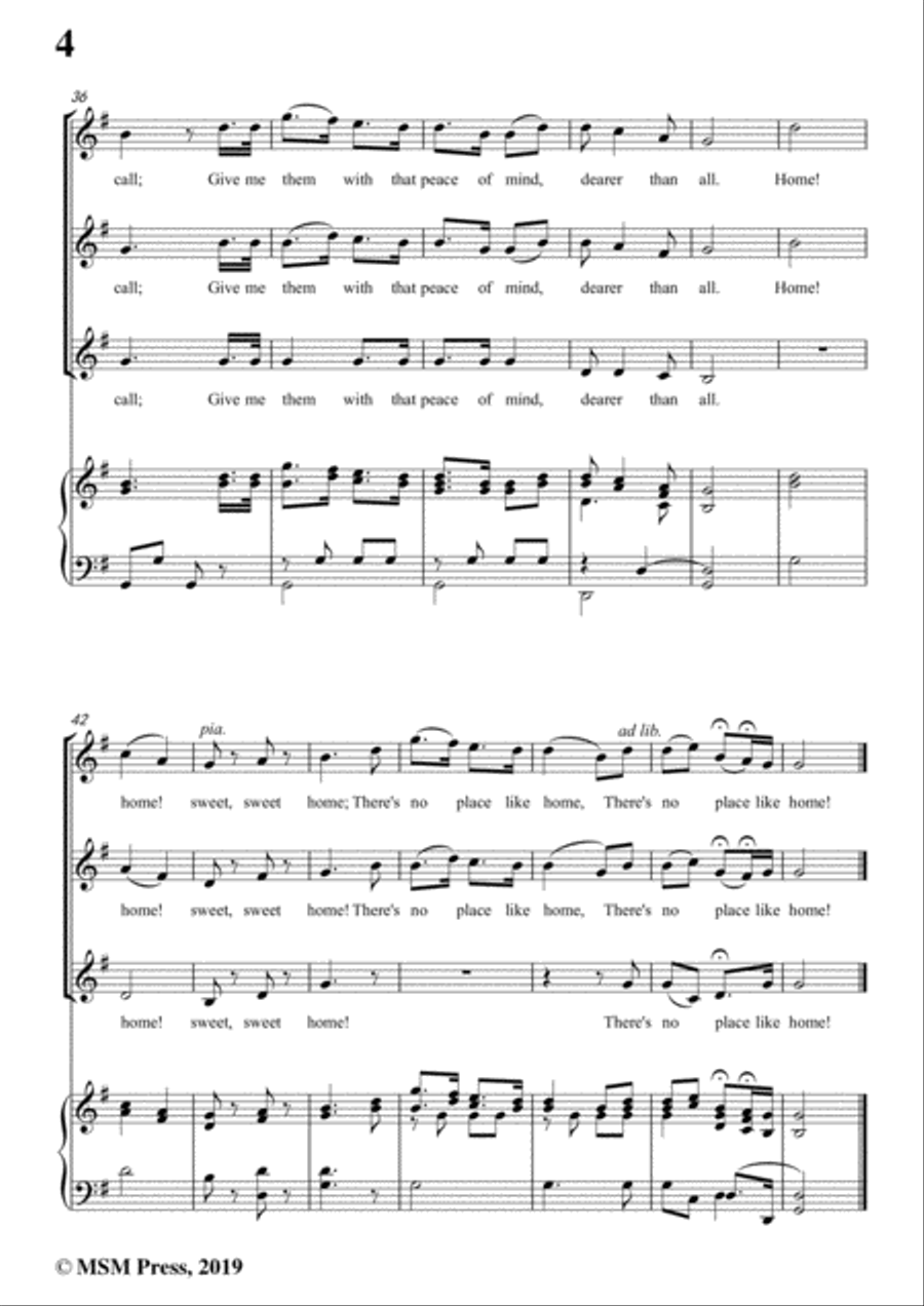 Henry R. Bishop-Home Sweet Home,in G Major,for Voice&Piano Voice scores gallery preview page 6