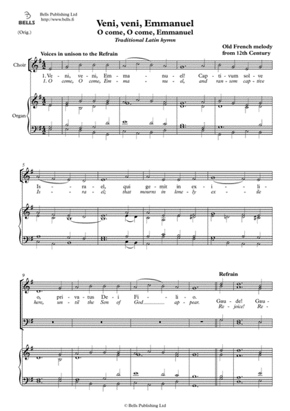 Veni, veni, Emmanuel (Choir) (Original key. E minor)