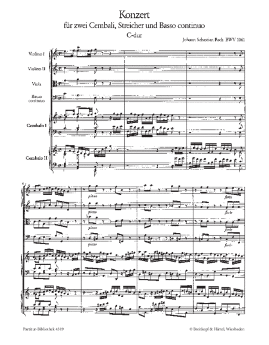 Harpsichord Concerto in C major BWV 1061 Orchestra scores gallery preview page 2