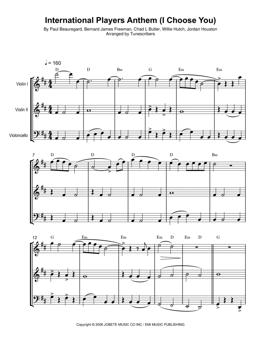 International Players Anthem (I Choose You) String Duet scores gallery preview page 1
