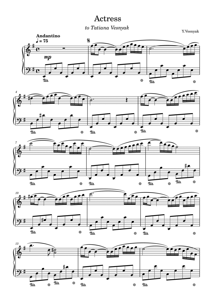 Actress (to Tatiana Vesnyak) Piano Solo scores gallery preview page 1