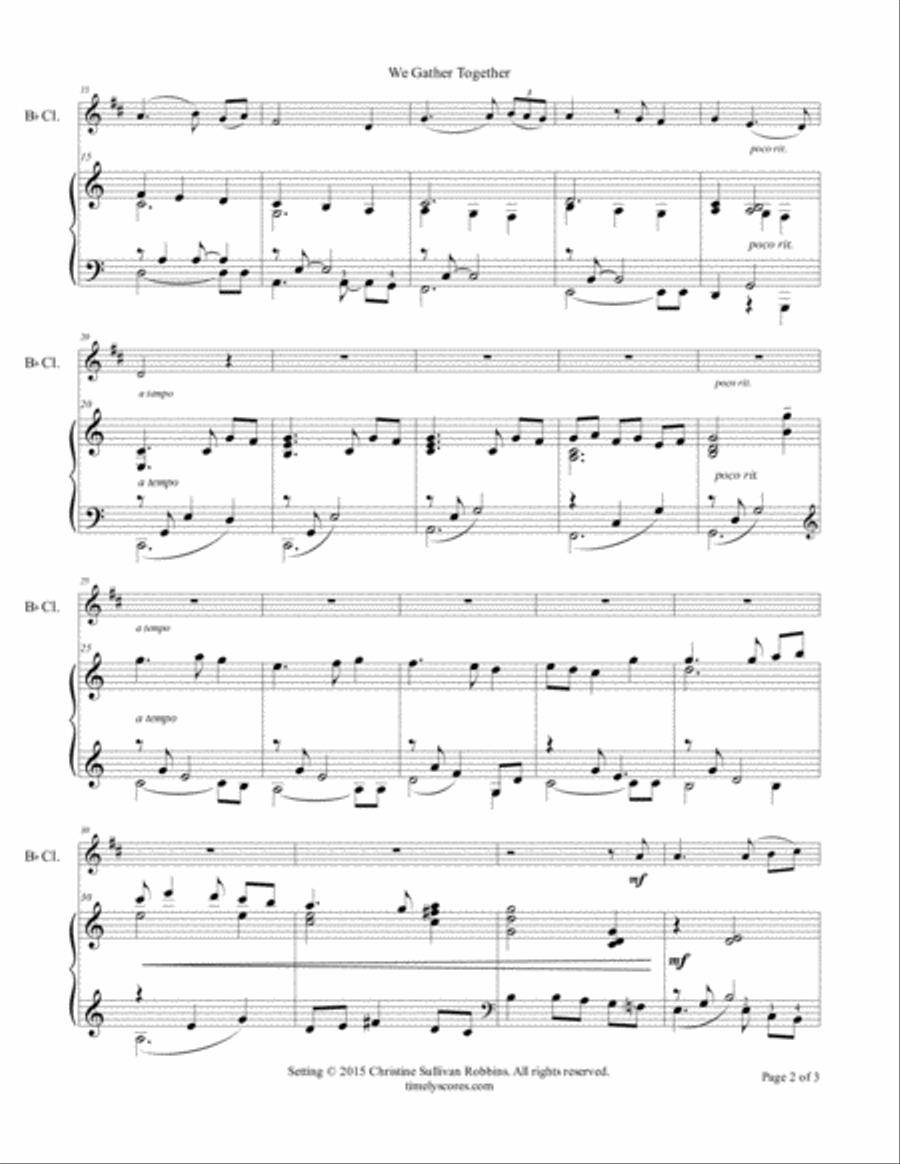 We Gather Together (We Praise Thee, O God) Clarinet Solo scores gallery preview page 2