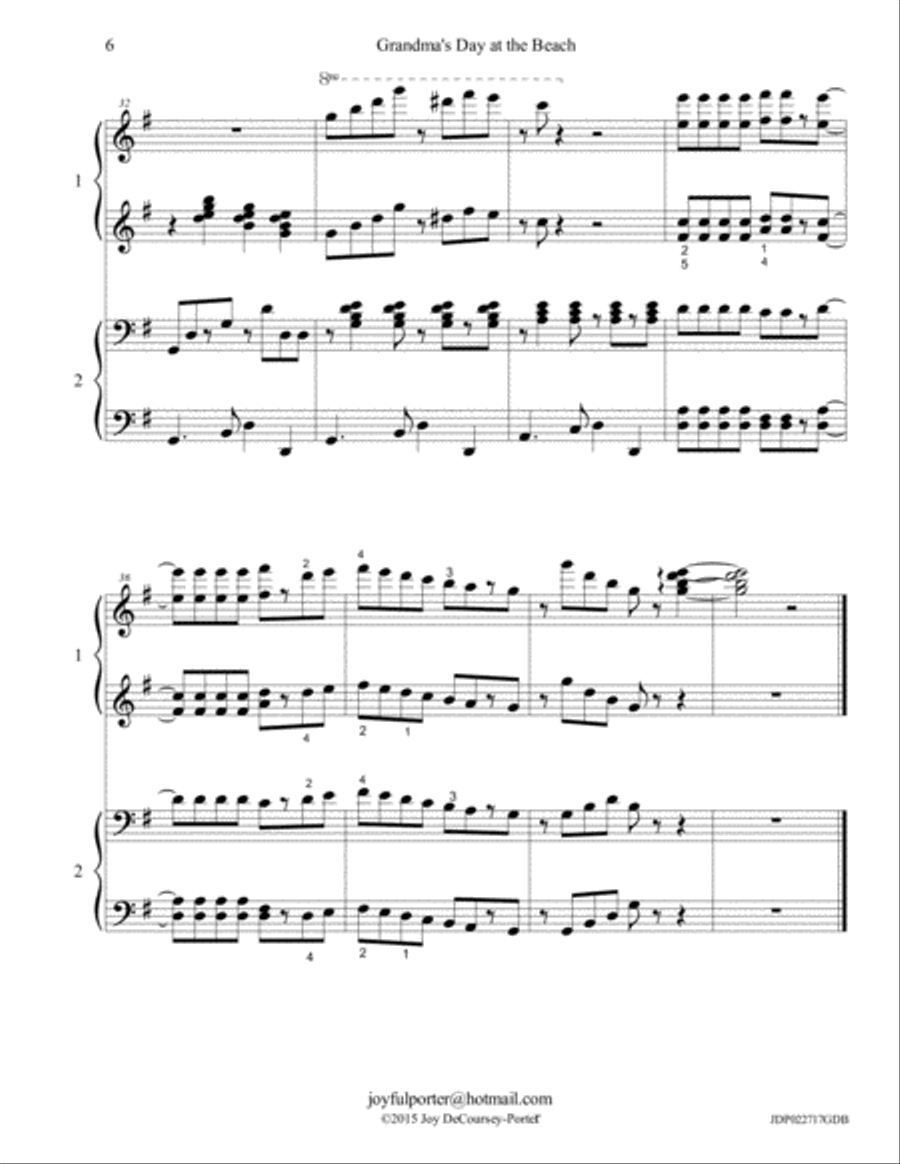 Grandma's Day at the Beach Piano scores gallery preview page 6