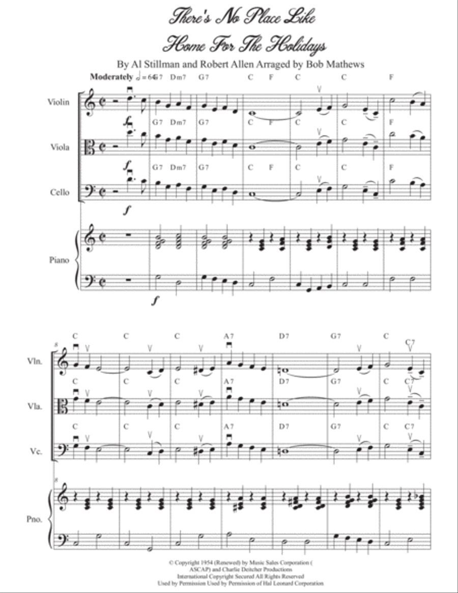 (There's No Place Like) Home For The Holidays String Quartet scores gallery preview page 1