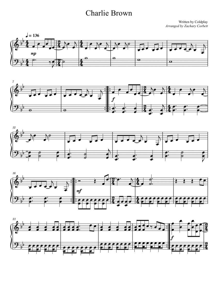 Charlie Brown Easy Piano scores gallery preview page 1