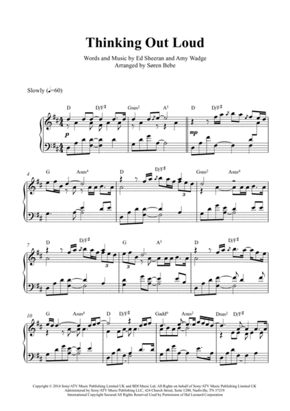 Thinking Out Loud (Adagio) - Piano sheet music for ballet class image number null