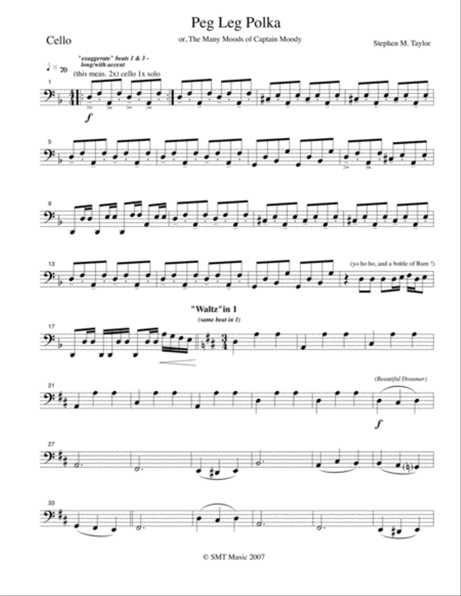 Pegleg Polka String Quartet scores gallery preview page 1