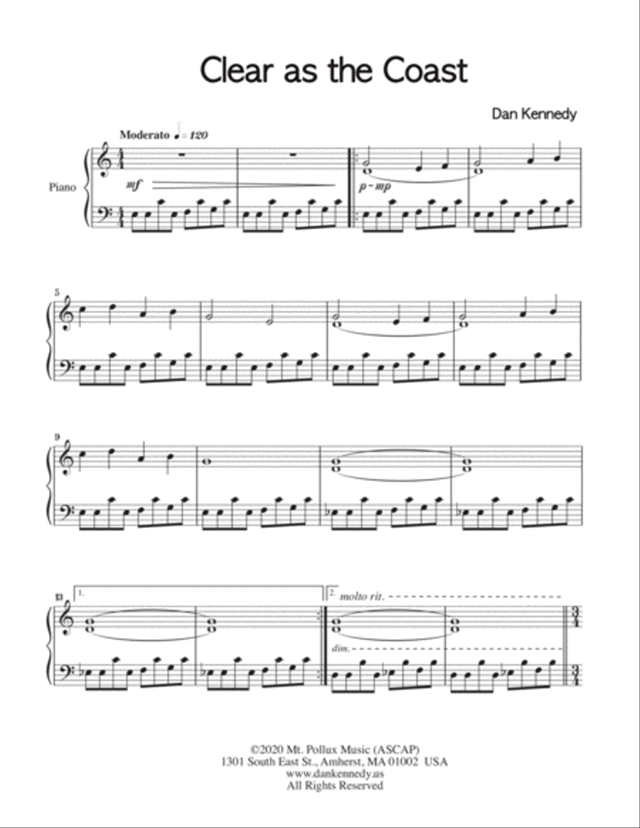 Clear as the Coast Piano Solo scores gallery preview page 2
