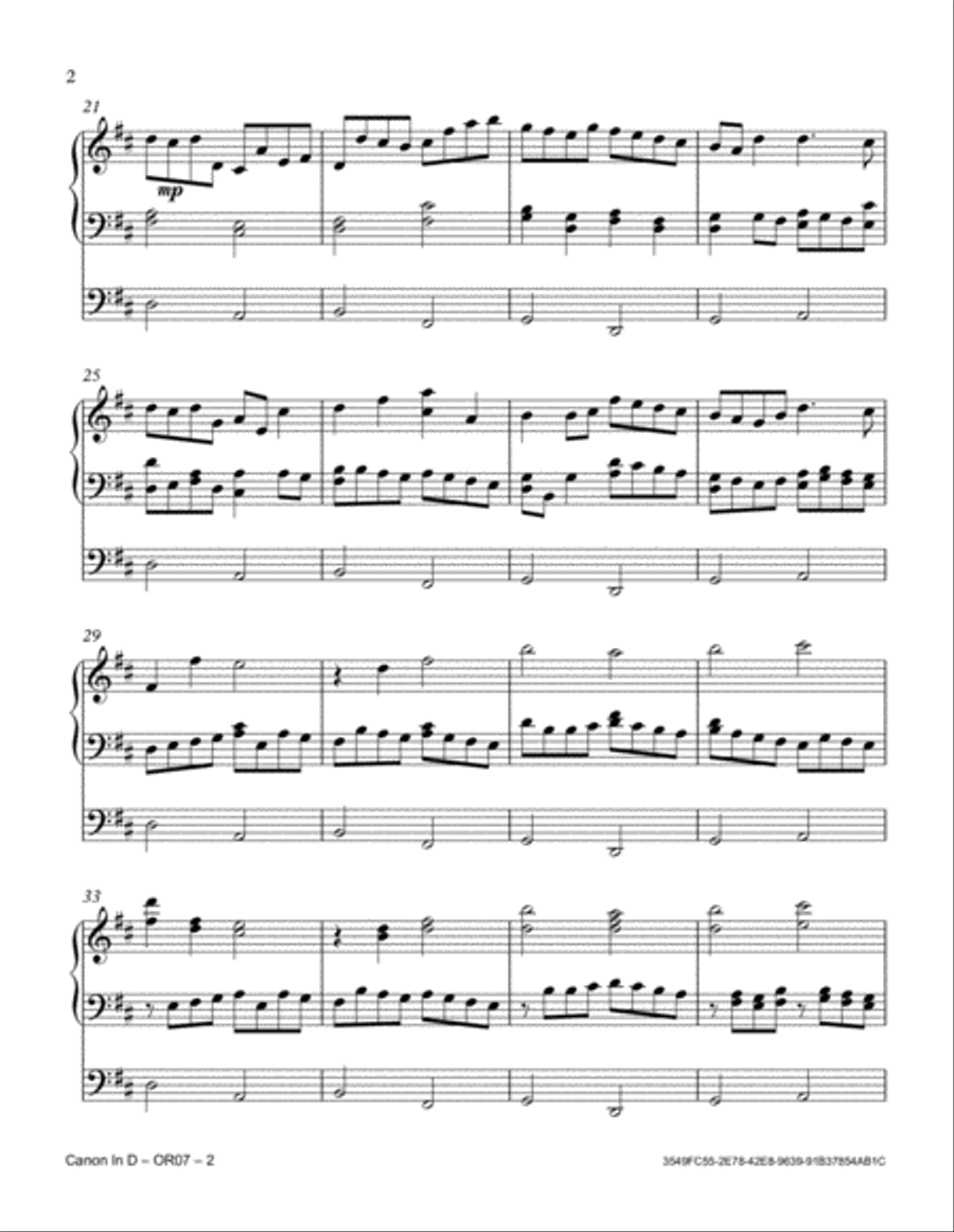 Canon In D Organ Solo scores gallery preview page 2