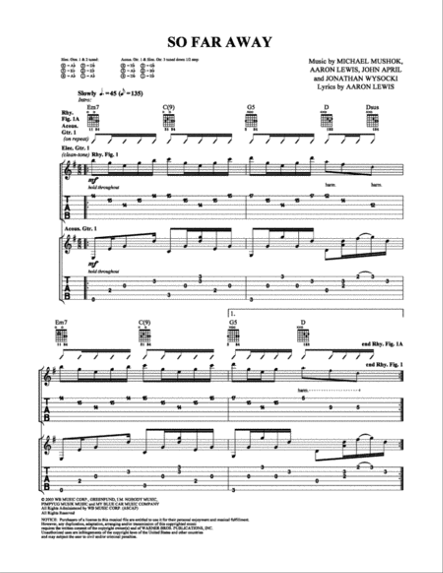 So Far Away Electric Guitar scores gallery preview page 1