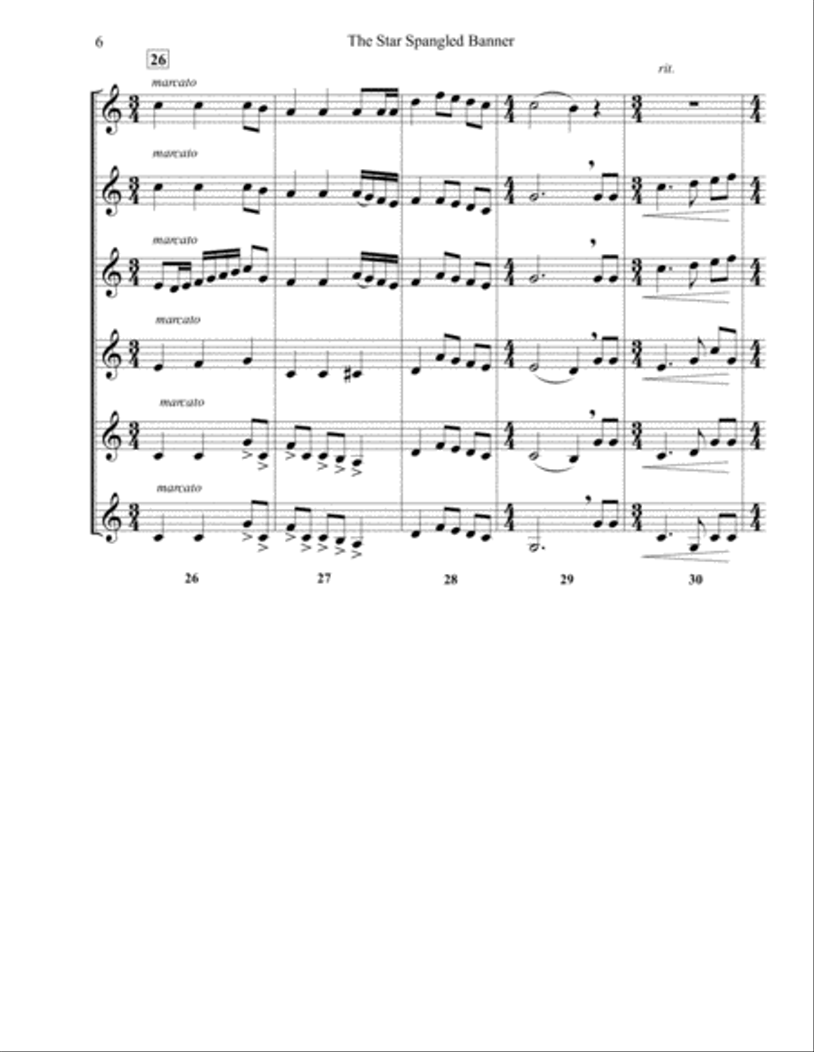 Star Spangled Banner - Trumpet Ensemble Trumpet Solo scores gallery preview page 6
