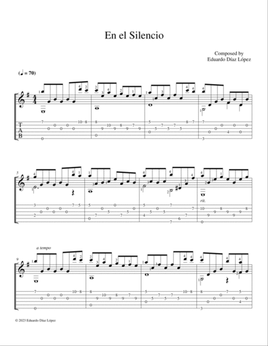 En el Silencio Guitar Tablature scores gallery preview page 2