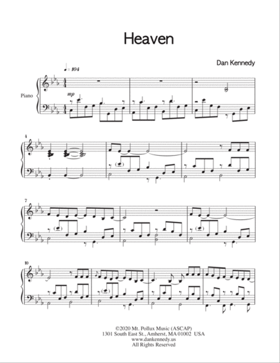 Heaven Piano Solo scores gallery preview page 2