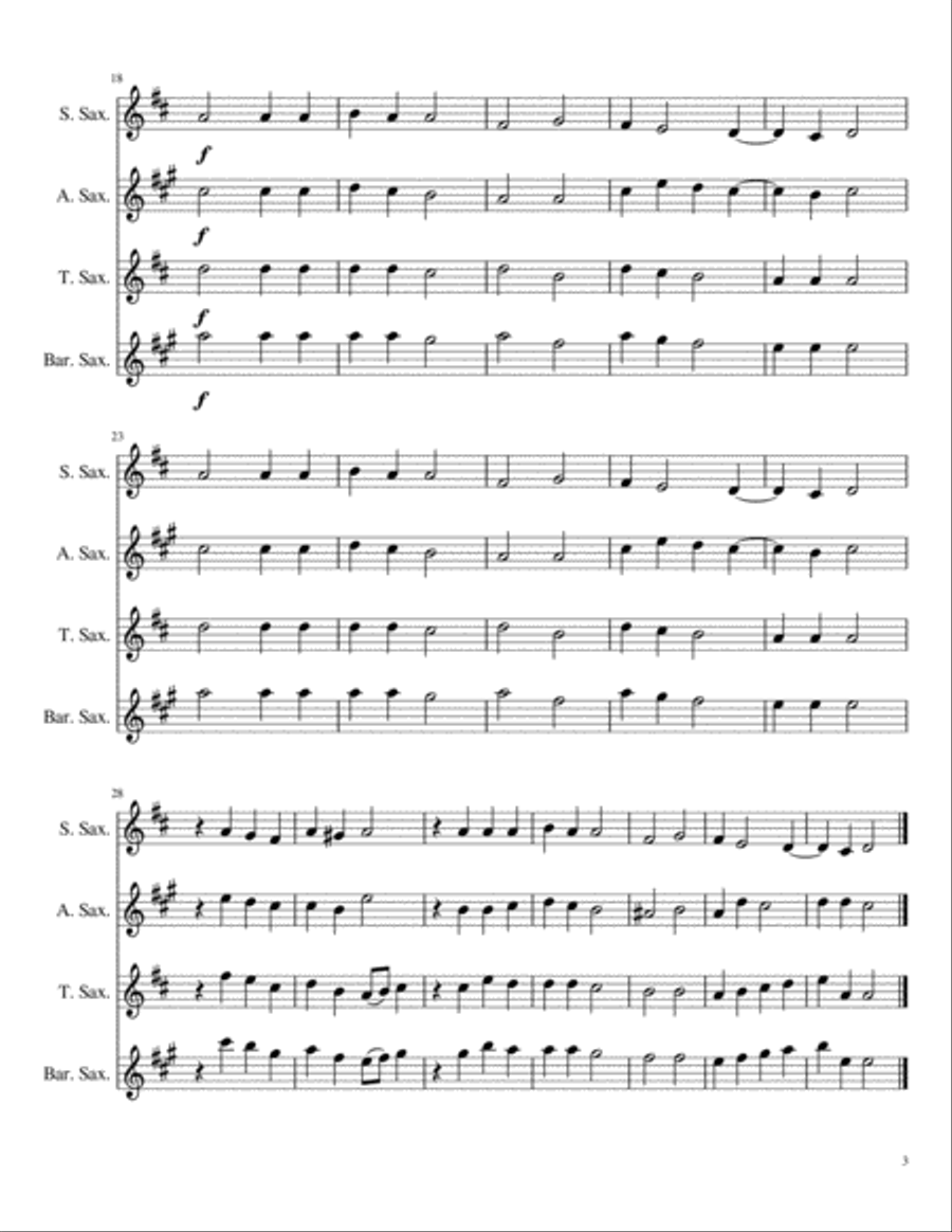 Lo, How A Rose E'er Blooming for Saxophone Quartet Saxophone Quartet scores gallery preview page 3