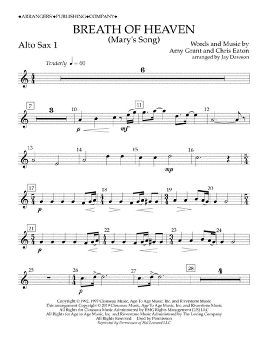 Breath of Heaven (Mary's Song) (arr. Jay Dawson) - Alto Sax 1