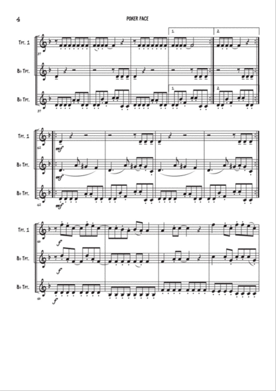 Poker Face Poker Face Brass Ensemble scores gallery preview page 4
