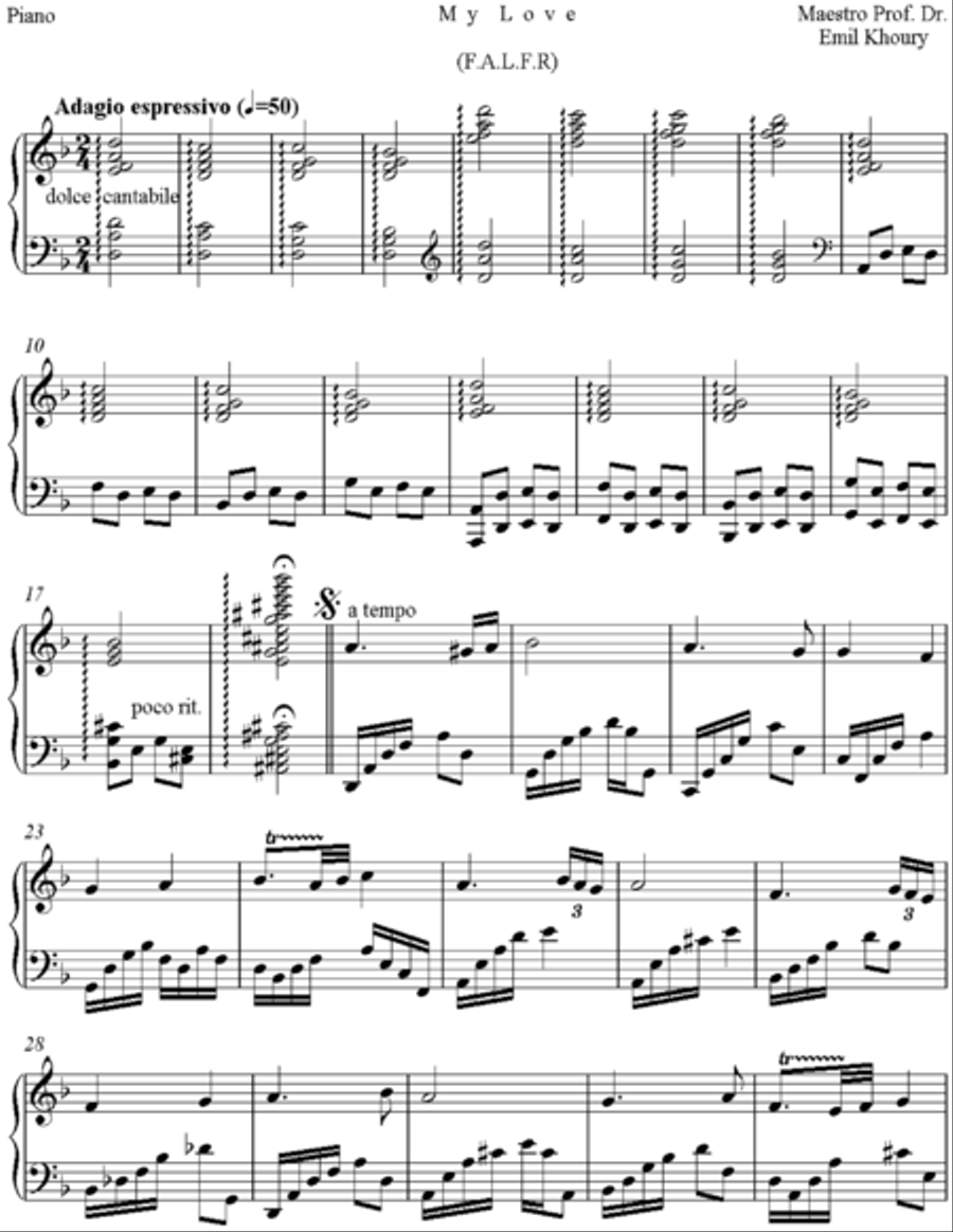 My Love Piano Solo scores gallery preview page 1