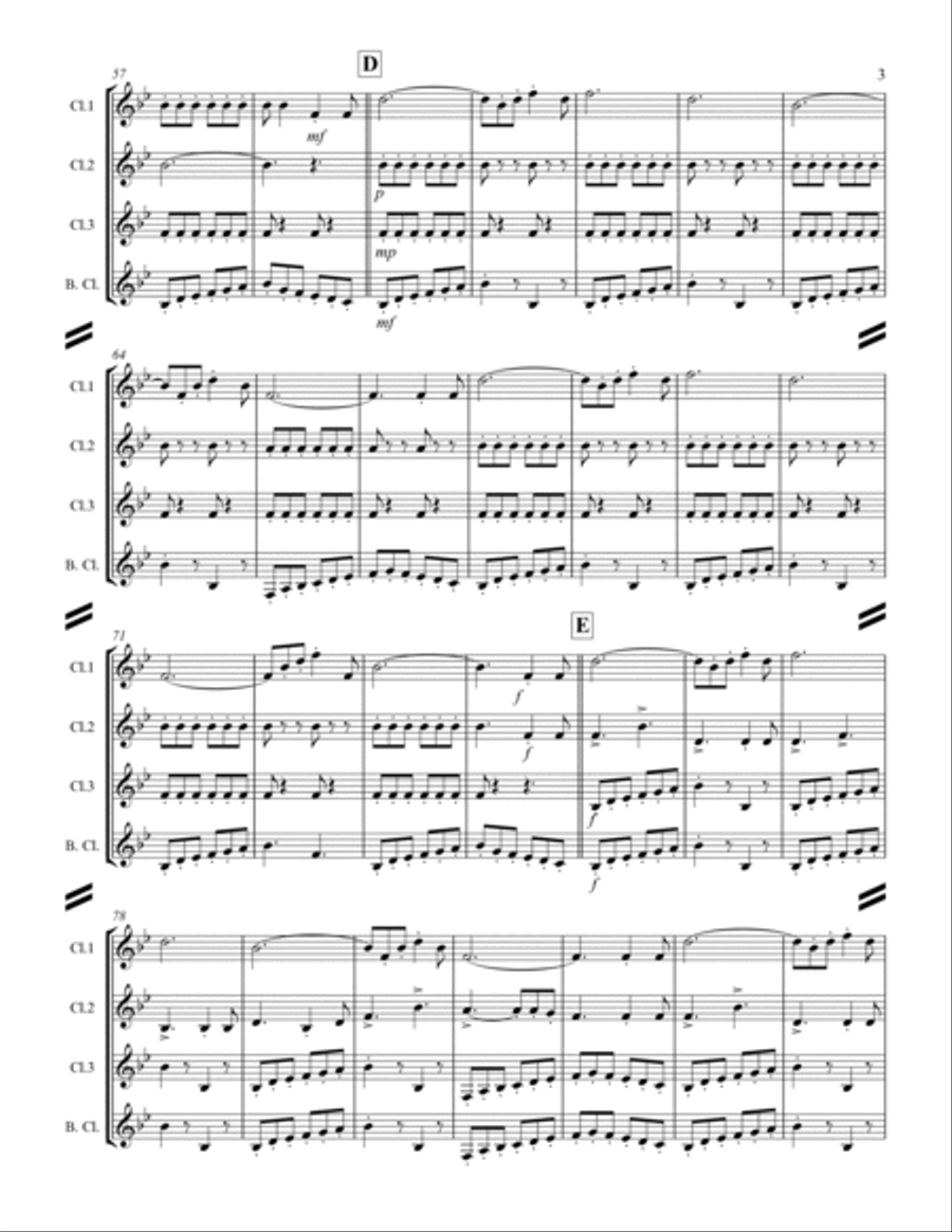 March - Semper Fidelis (for Clarinet Quartet) Clarinet Quartet scores gallery preview page 4