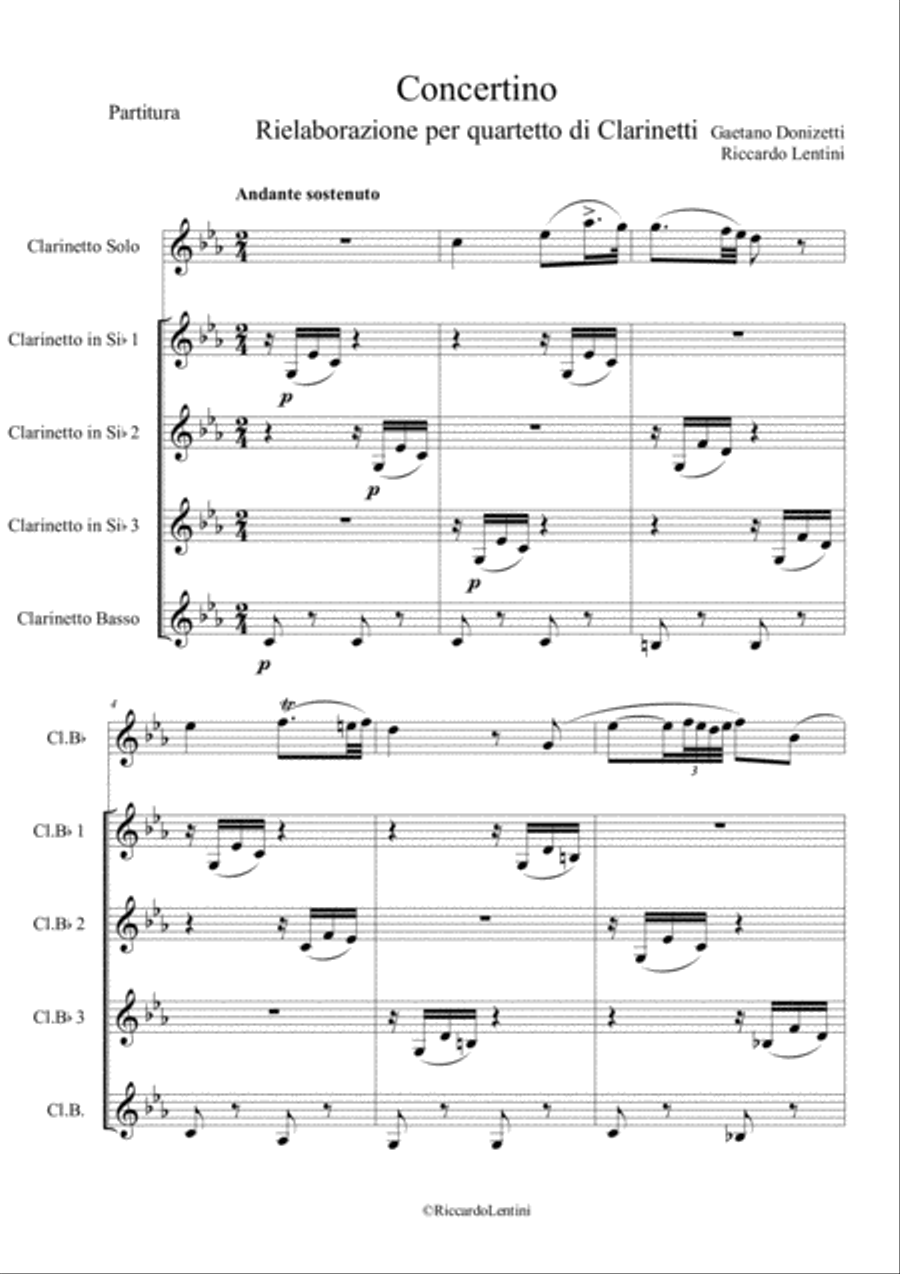 Concertino Donizetti Clarinetto Clarinet Solo scores gallery preview page 1