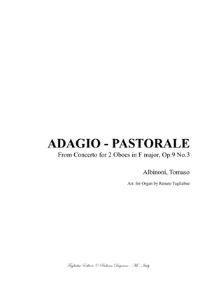 ADAGIO PASTORALE - Albinoni - from Concerto for 2 Oboes, Op.9 No.3 - Arr. for Organ 3 staff