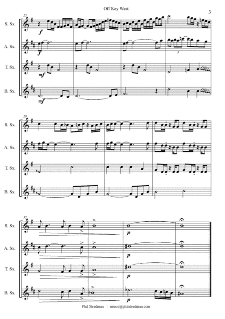 Cruisin' Suite No. 1 - A Suite of 5 short pieces for SATB Sax Quartet Saxophone Quartet scores gallery preview page 3