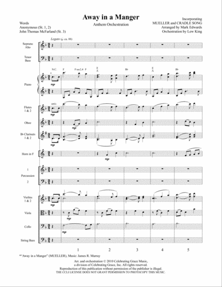 Away in a Manger 4-Part scores gallery preview page 2