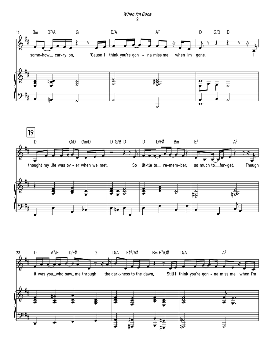 When I'm Gone Piano, Vocal, Guitar scores gallery preview page 2