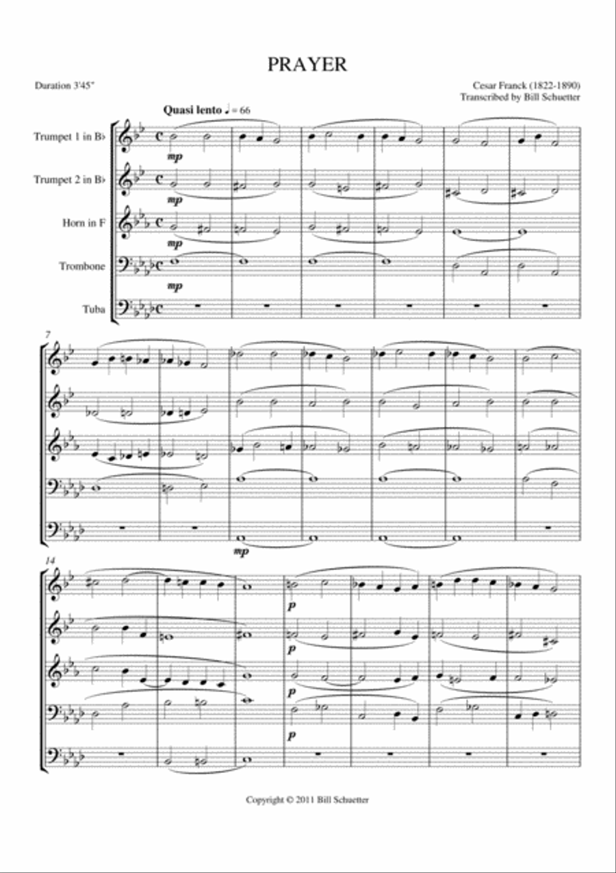 Prayer Brass Quintet scores gallery preview page 1