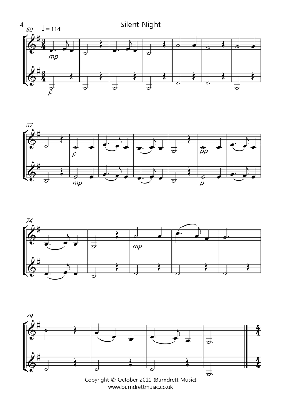 8 Easy Christmas Duets for Trumpet in Bb Trumpet Duet scores gallery preview page 4