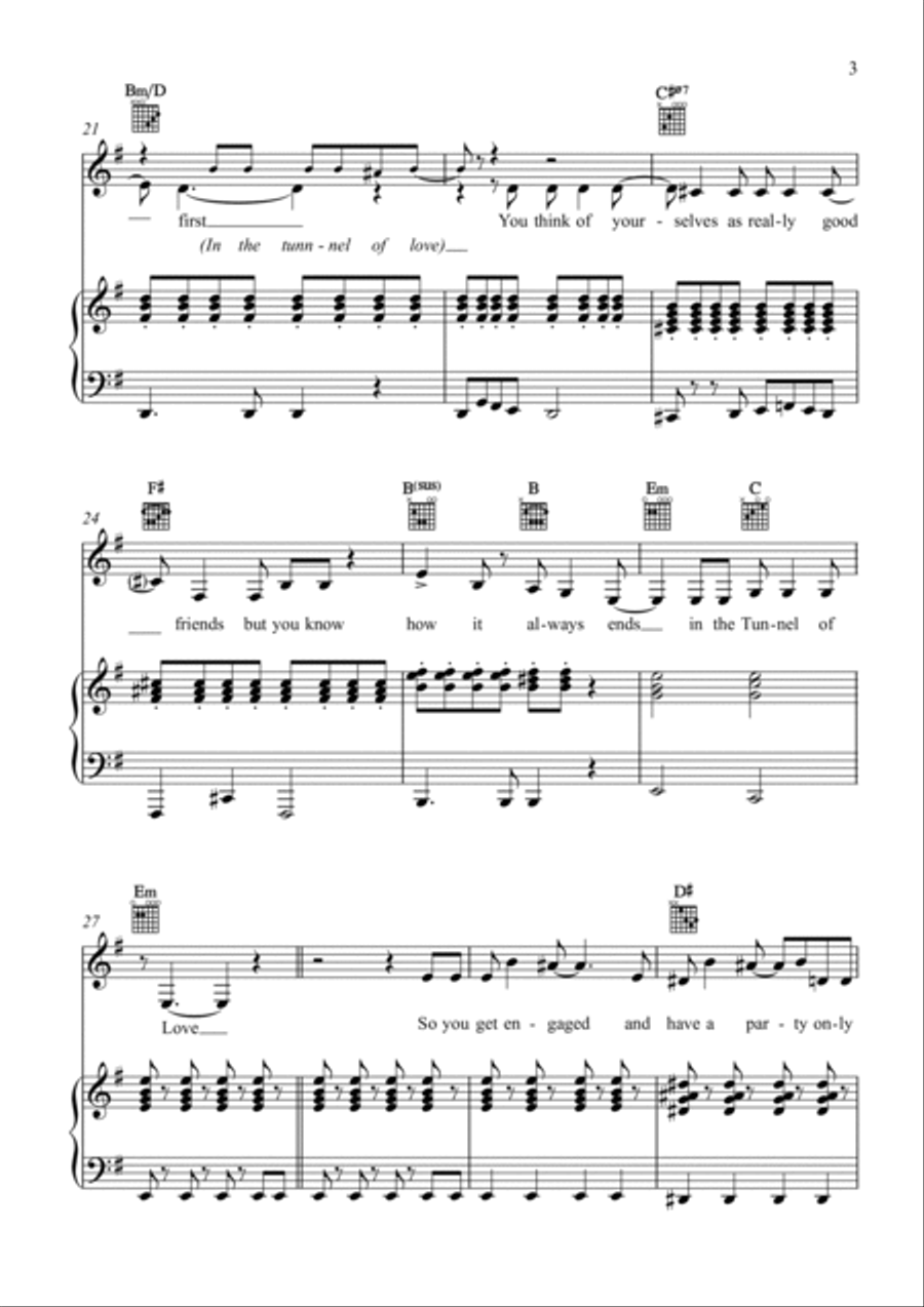 Tunnel Of Love Piano, Vocal, Guitar scores gallery preview page 3