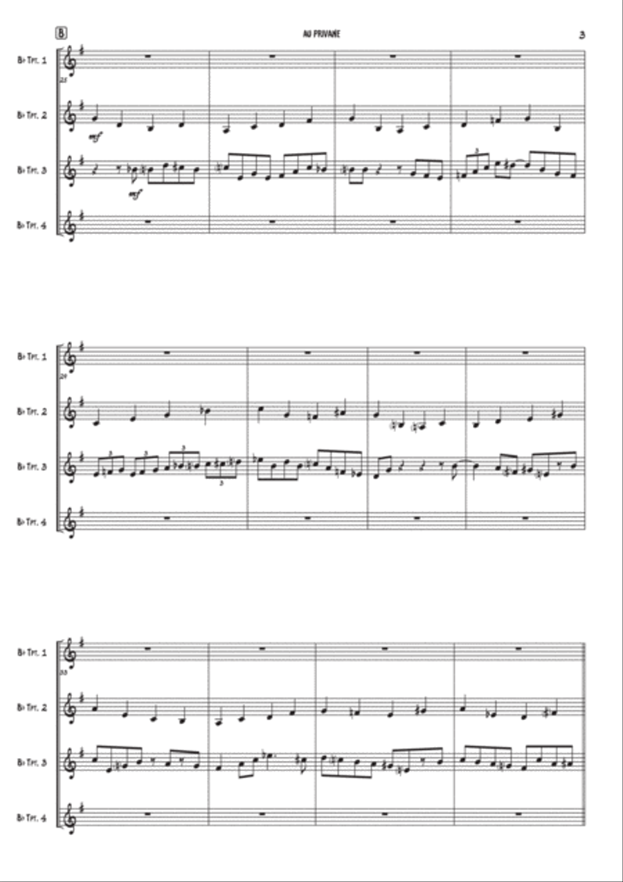 Au Privave Woodwind Quartet scores gallery preview page 3