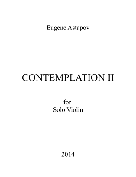 Contemplation II for solo violin Violin Solo - Digital Sheet Music