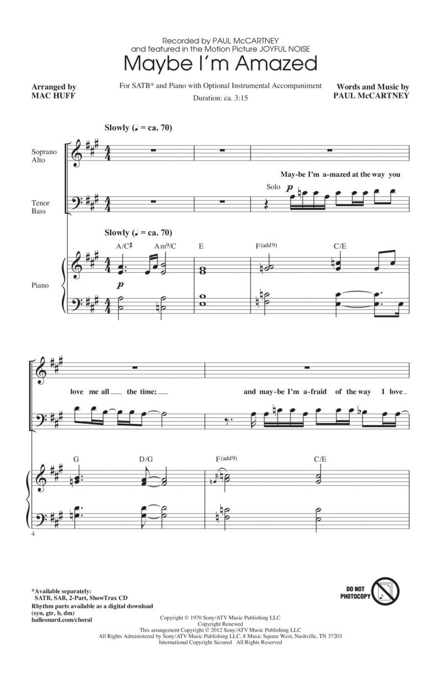 Maybe I'm Amazed 4-Part scores gallery preview page 1