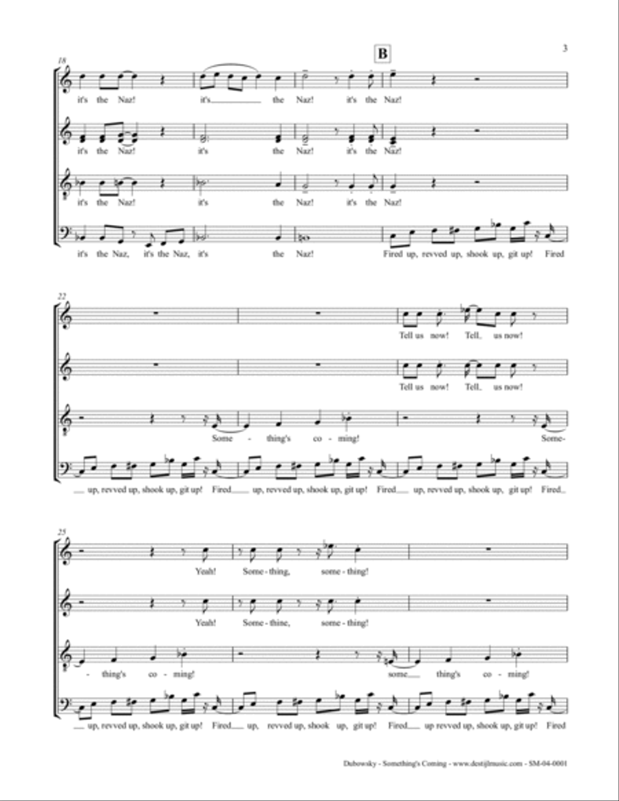 Something's Coming (SATB) 4-Part scores gallery preview page 5