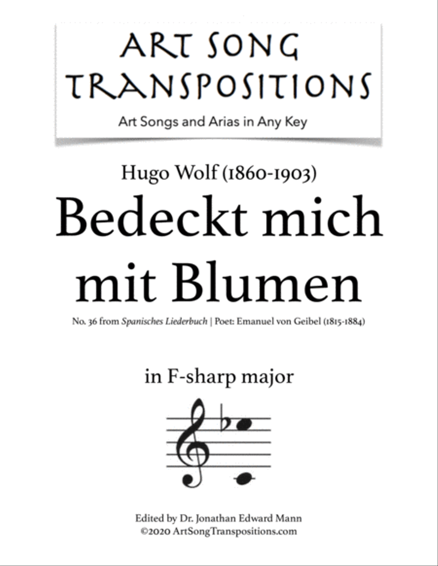 WOLF: Bedeckt mich mit Blumen (transposed to F-sharp major) Voice scores gallery preview page 1