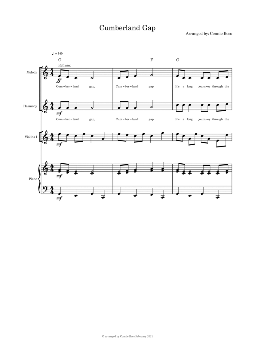 Cumberland Gap - duet, violin and piano image number null
