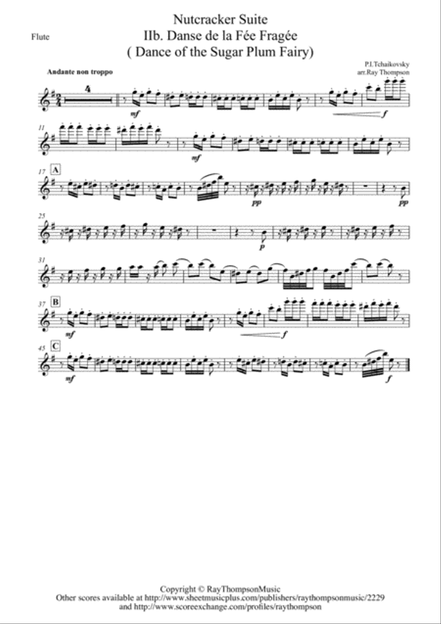 Tchaikovsky: Casse-Noisette: Nutcracker Suite IIb. Danse de la Fée Fragée ( Dance of the Sugar Plum Woodwind Quintet scores gallery preview page 4