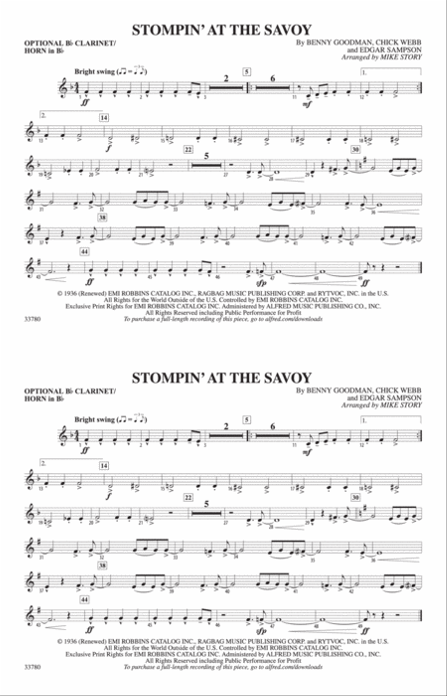 Stompin' at the Savoy: Optional Bb Clarinet/Horn in Bb Marching Band scores gallery preview page 1