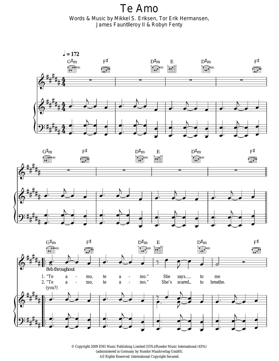 Te Amo Acoustic Guitar scores gallery preview page 1