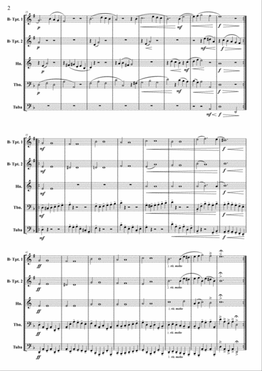 Sarabande from G. F. Handel's Harpischord Suite in D minor, No. 11, HWV 437 Brass Ensemble scores gallery preview page 3