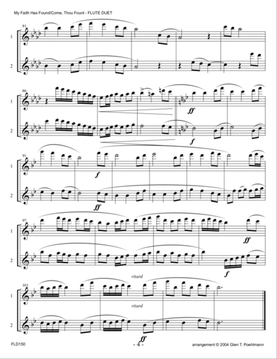 MY FAITH HAS FOUND/COME THOU FOUNT - FLUTE DUET (unaccompanied) Flute Duet scores gallery preview page 4