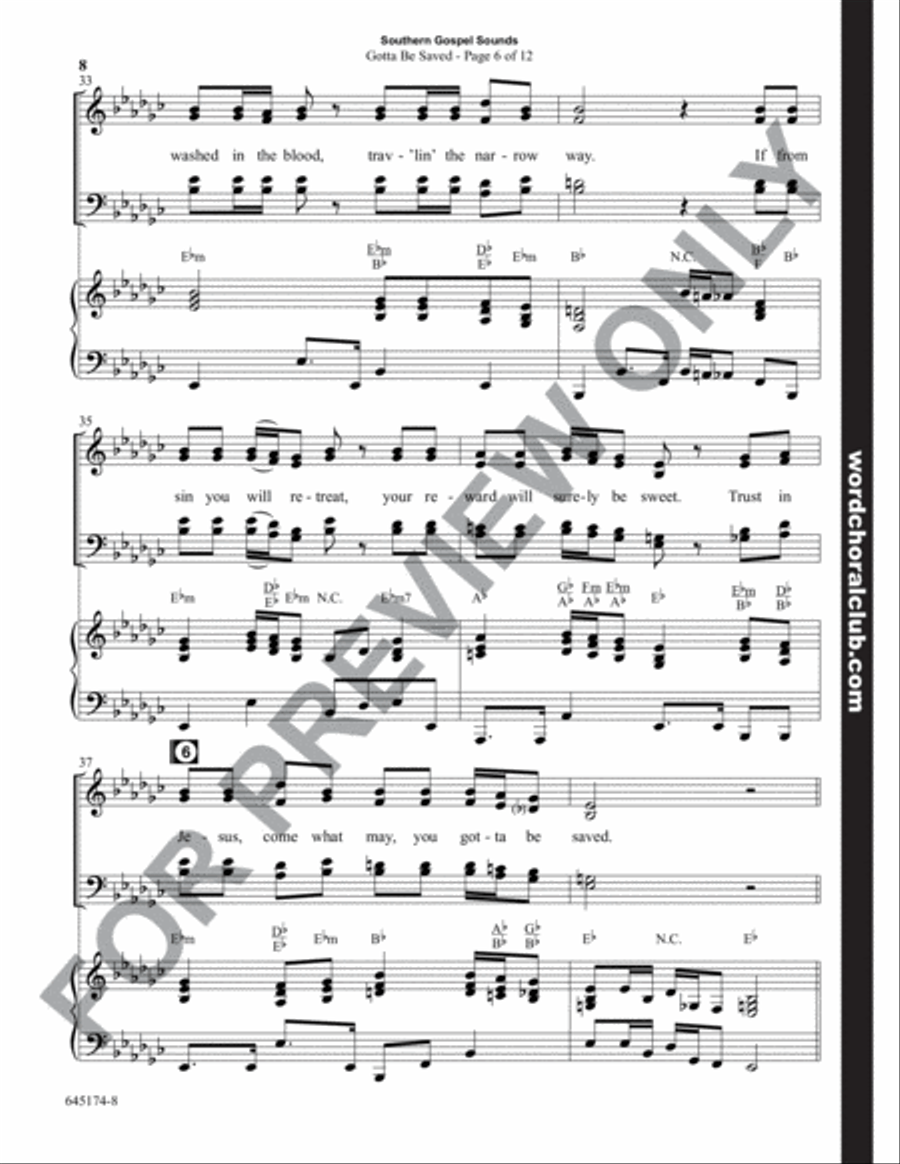 Southern Gospel Sounds - Choral Book 4-Part scores gallery preview page 9