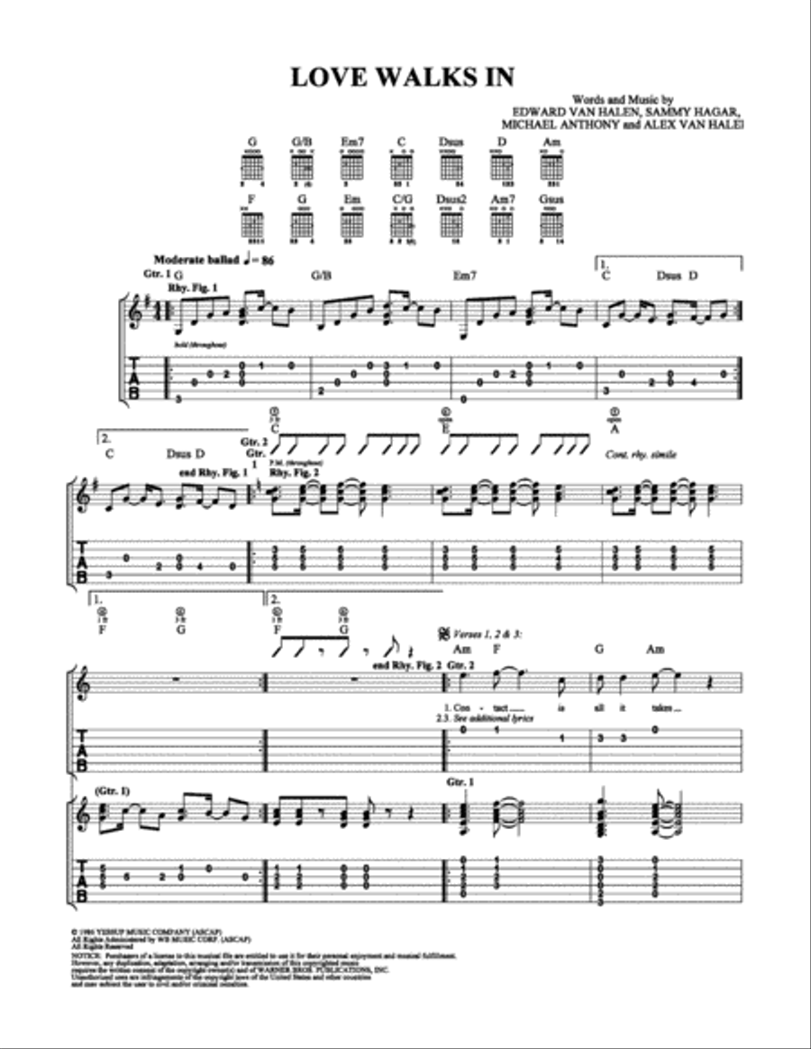 Love Walks In Love Walks In Electric Guitar scores gallery preview page 1