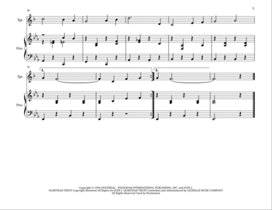 Blue Christmas Trumpet Duet scores gallery preview page 3