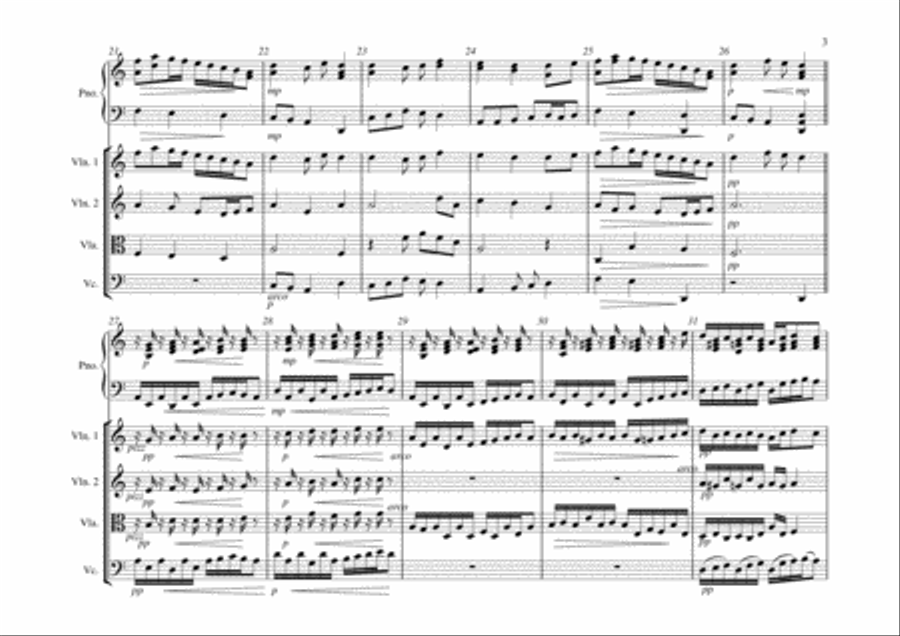 Meloncholy in D Dorian Piano Quintet scores gallery preview page 3