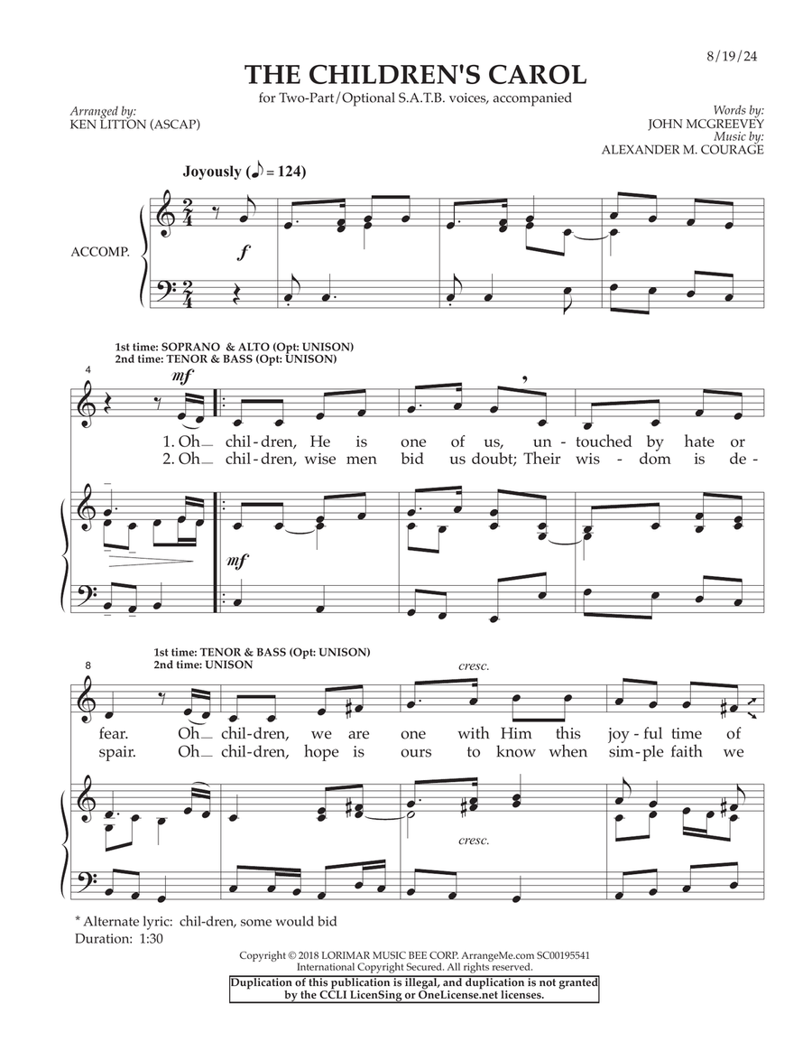 Children's Carol Choir scores gallery preview page 1