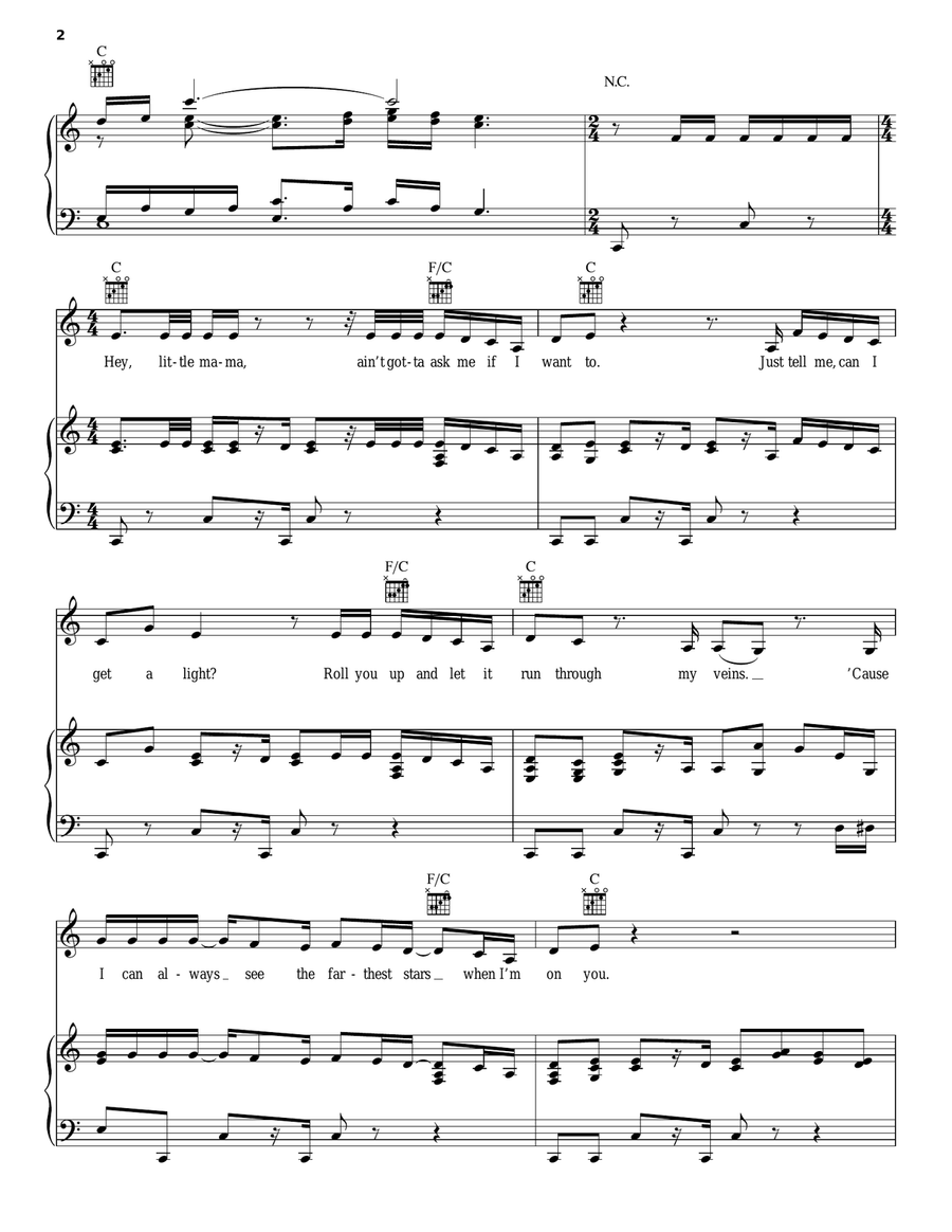 Pusher Love Girl Piano, Vocal, Guitar scores gallery preview page 2
