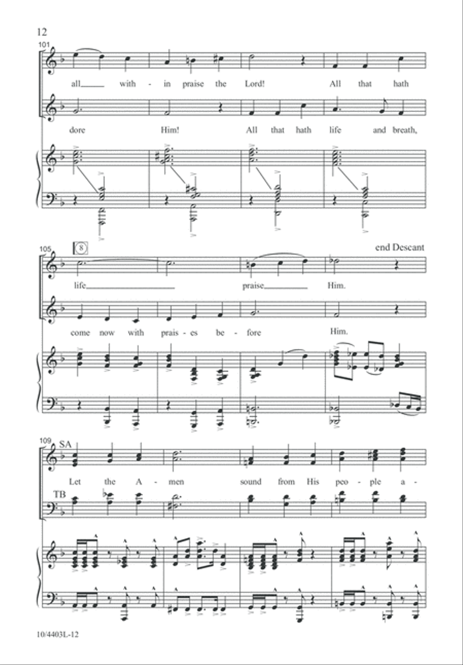 Praise to the Lord, the Almighty 4-Part scores gallery preview page 12