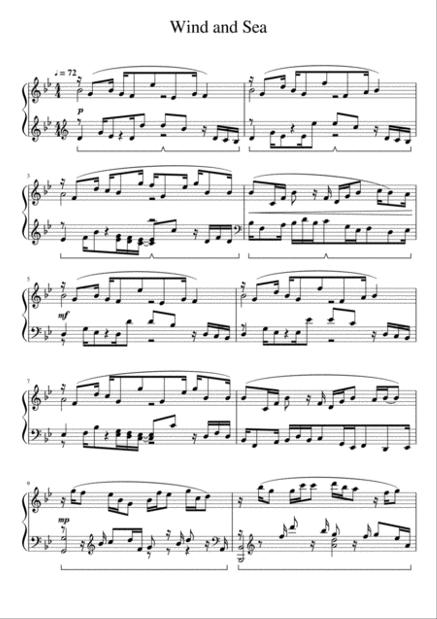 Wind and Sea Piano Solo scores gallery preview page 1