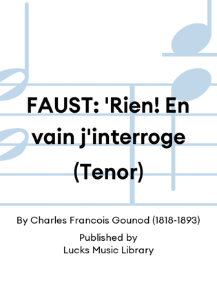 Book cover for FAUST: 'Rien! En vain j'interroge (Tenor)